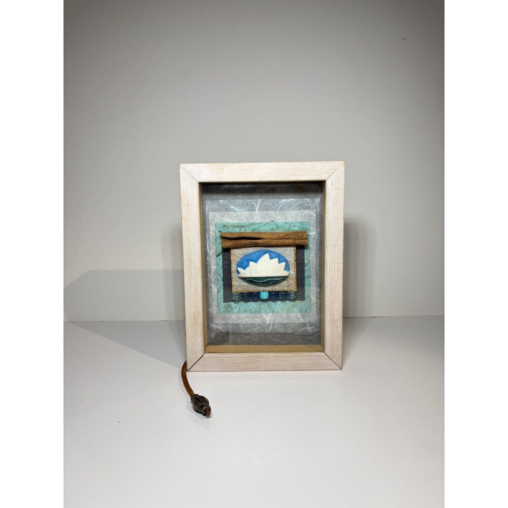 Jenny Savariego Mixed Media Artwork Wall Mount leather Thong With Bead